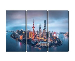 Obraz Wieloczęściowy Panorama Szanghaju Nocą