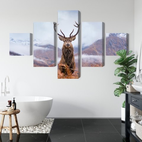 Obraz Wieloczęściowy Jeleń Na Tle Górskiego Krajobrazu 3D
