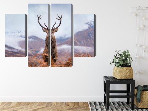 Obraz Wieloczęściowy Jeleń Na Tle Górskiego Krajobrazu 3D