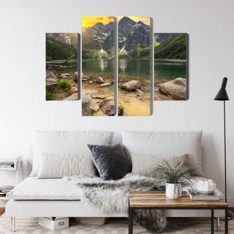 Obraz Wieloczęściowy Morskie Oko W Tatrach O Zachodzie Słońca 3D