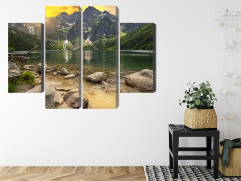 Obraz Wieloczęściowy Morskie Oko W Tatrach O Zachodzie Słońca 3D