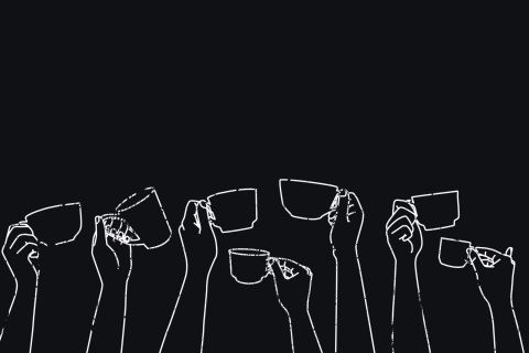 Obraz Na Płótnie Ręce Trzymające Kubki