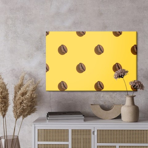 Obraz Na Płótnie Ziarna Kawy Na Żółtym Tle