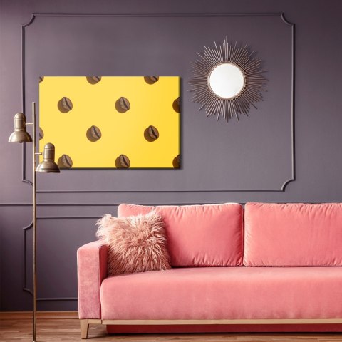 Obraz Na Płótnie Ziarna Kawy Na Żółtym Tle