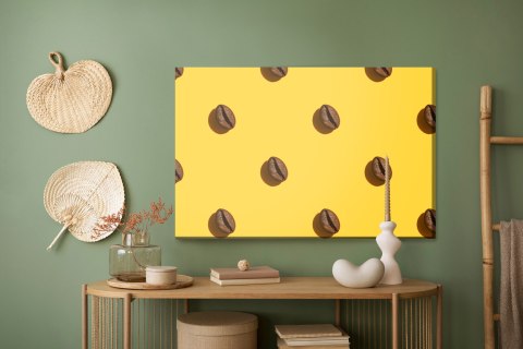 Obraz Na Płótnie Ziarna Kawy Na Żółtym Tle