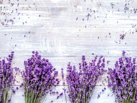 Obraz Wieloczęściowy Kwiaty Lawendy Na Tle Rustykalnej Drewnianej Deski