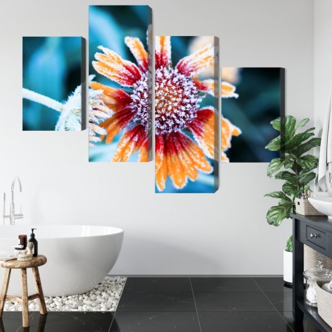 Obraz Wieloczęściowy Kwiaty Rudbeckia Pokryte Szronem