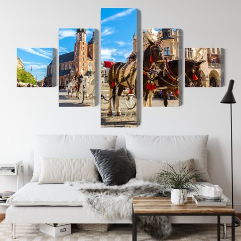 Obraz Wieloczęściowy Powozy Konne Na Krakowskim Rynku