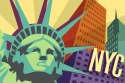 Obraz Na Płótnie Kolorowy Nowy Jork W Stylu Retro