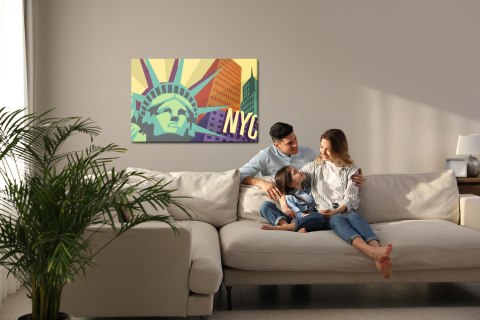 Obraz Na Płótnie Kolorowy Nowy Jork W Stylu Retro