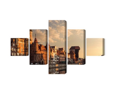 Obraz Wieloczęściowy Port Gdańsk O Zachodzie Słońca