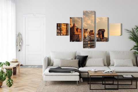 Obraz Wieloczęściowy Port Gdańsk O Zachodzie Słońca