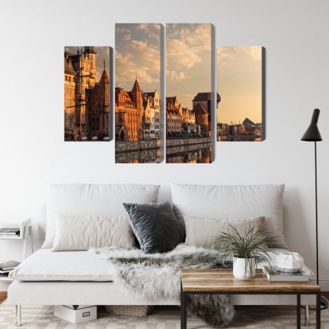 Obraz Wieloczęściowy Port Gdańsk O Zachodzie Słońca