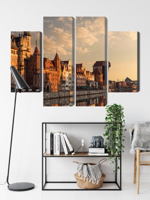 Obraz Wieloczęściowy Port Gdańsk O Zachodzie Słońca