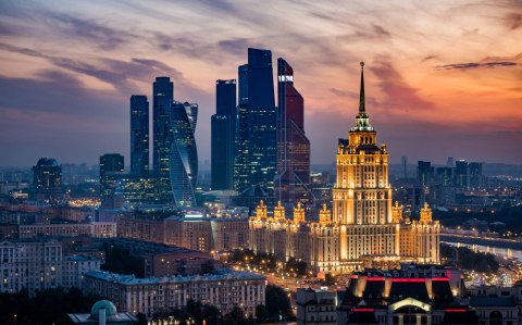 Obraz Wieloczęściowy Widok Z Lotu Ptaka Na Panoramę Moskwy