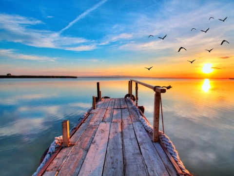 Obraz Wieloczęściowy Zachód Nad Jeziorem