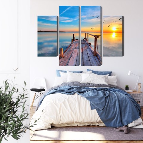 Obraz Wieloczęściowy Zachód Nad Jeziorem