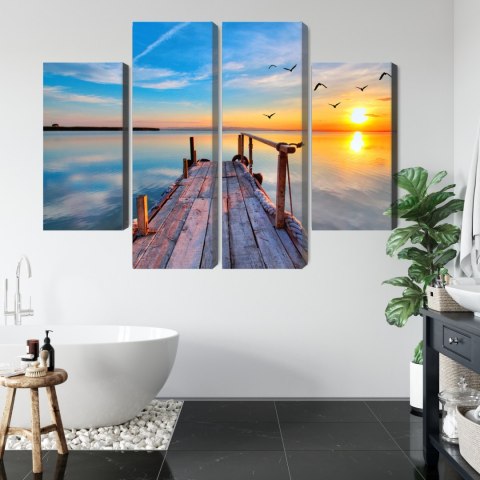Obraz Wieloczęściowy Zachód Nad Jeziorem