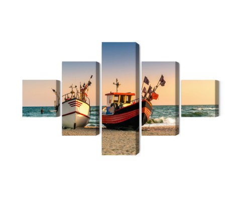 Obraz Wieloczęściowy Łodzie Rybackie Na Plaży