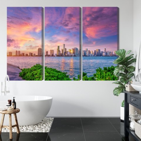 Obraz Wieloczęściowy Panorama Miami Podczas Zachodu Słońca