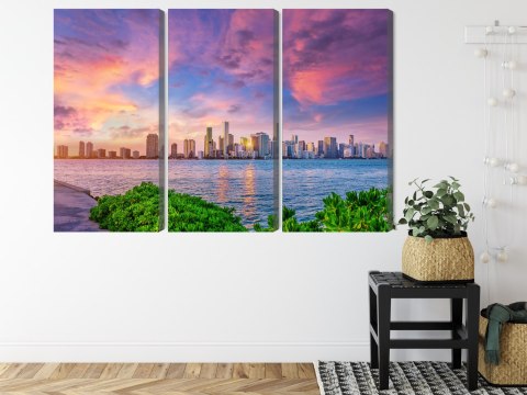 Obraz Wieloczęściowy Panorama Miami Podczas Zachodu Słońca