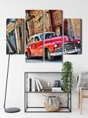 Obraz Wieloczęściowy Stary Amerykański Samochód I Budynki Hawany