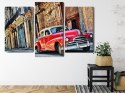 Obraz Wieloczęściowy Stary Amerykański Samochód I Budynki Hawany