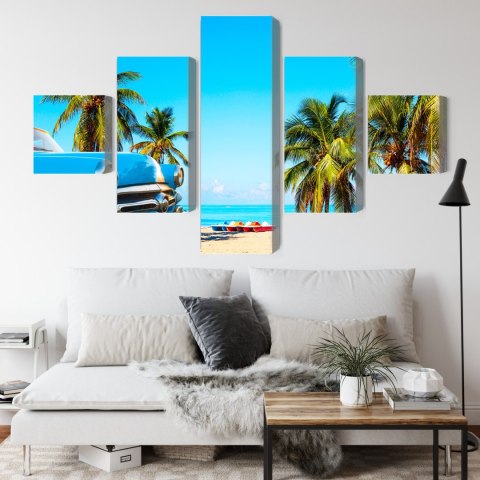 Obraz Wieloczęściowy Varadero Beach Na Kubie I Amerykańskie Auto