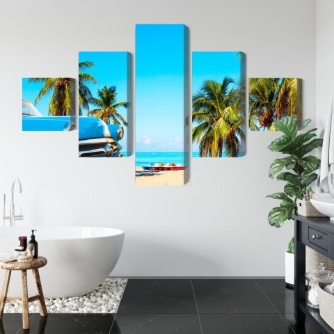 Obraz Wieloczęściowy Varadero Beach Na Kubie I Amerykańskie Auto