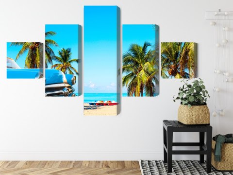 Obraz Wieloczęściowy Varadero Beach Na Kubie I Amerykańskie Auto