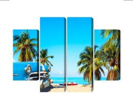 Obraz Wieloczęściowy Varadero Beach Na Kubie I Amerykańskie Auto