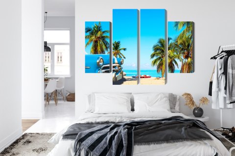 Obraz Wieloczęściowy Varadero Beach Na Kubie I Amerykańskie Auto