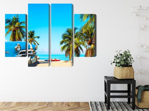 Obraz Wieloczęściowy Varadero Beach Na Kubie I Amerykańskie Auto