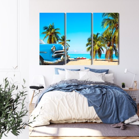 Obraz Wieloczęściowy Varadero Beach Na Kubie I Amerykańskie Auto