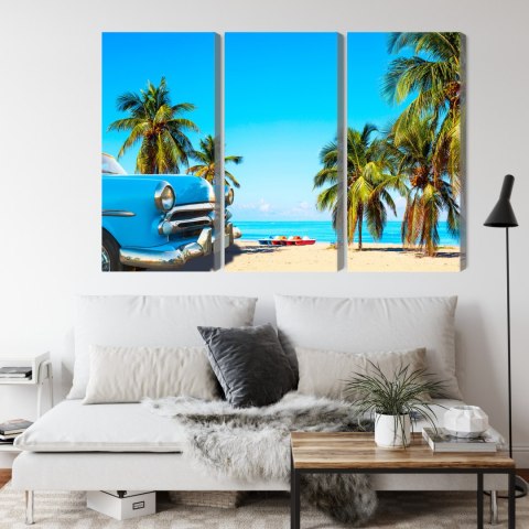 Obraz Wieloczęściowy Varadero Beach Na Kubie I Amerykańskie Auto