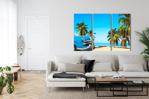 Obraz Wieloczęściowy Varadero Beach Na Kubie I Amerykańskie Auto