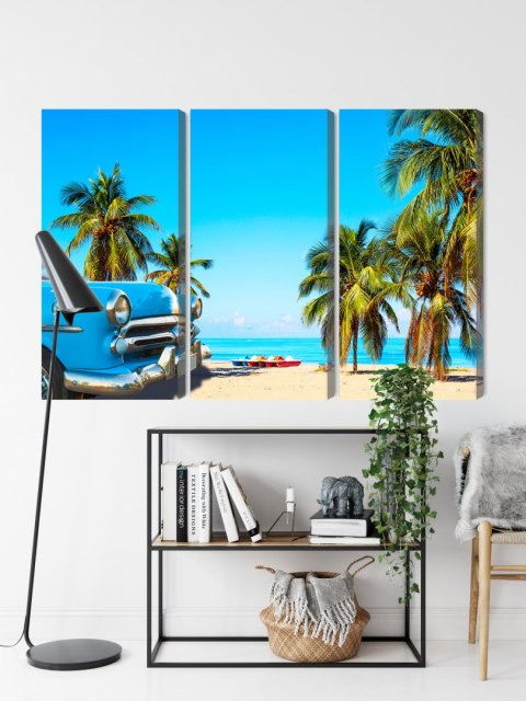 Obraz Wieloczęściowy Varadero Beach Na Kubie I Amerykańskie Auto