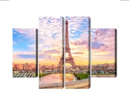 Obraz Wieloczęściowy Wieża Eiffla W Paryżu O Zachodzie Słońca