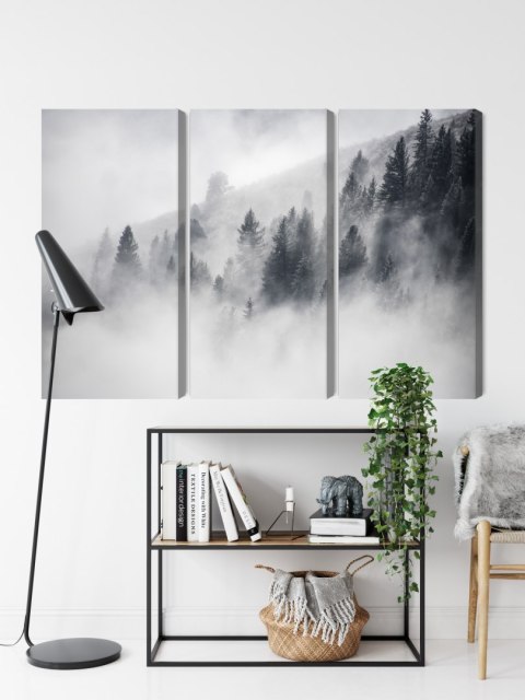 Obraz Wieloczęściowy Las Jest Spowita Mgłą