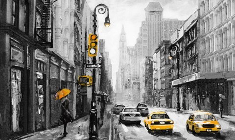 Obraz Wieloczęściowy Widok Ulicy W Amerykańskim Mieście