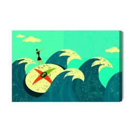 Obraz Na Płótnie Kobieta Na Tarczy Wśród Starych Fal