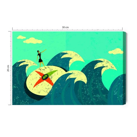 Obraz Na Płótnie Kobieta Na Tarczy Wśród Starych Fal