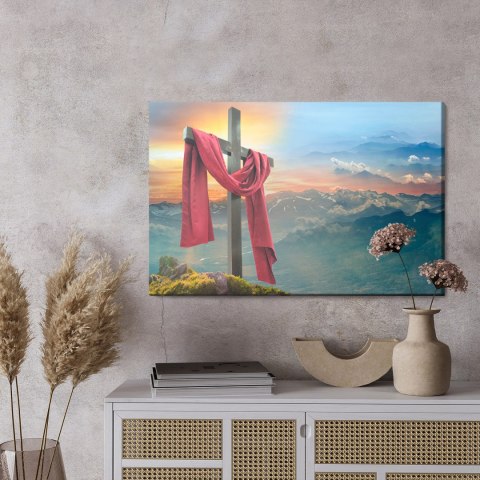 Obraz Na Płótnie Krzyż Na Tle Gór