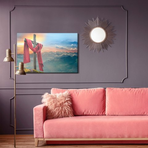 Obraz Na Płótnie Krzyż Na Tle Gór