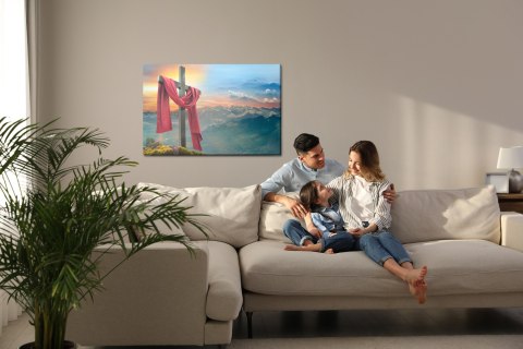 Obraz Na Płótnie Krzyż Na Tle Gór