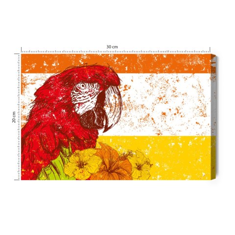 Obraz Na Płótnie Papuga Ara Z Kwiatami W Stylu Retro