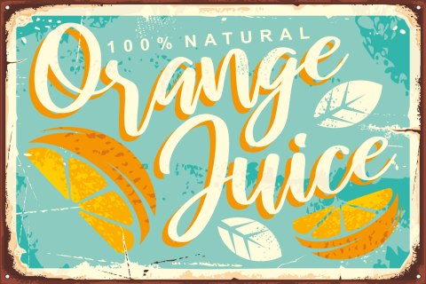 Obraz Na Płótnie Pomarańcze I Napis Retro