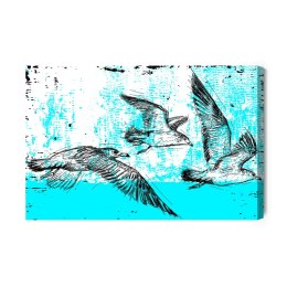 Obraz Na Płótnie Rysowane Mewy W Stylu Retro