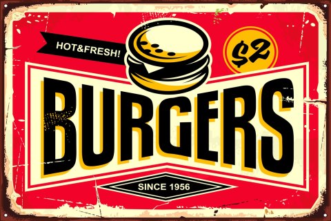 Obraz Na Płótnie Tablica Restauracji Fast Food W Stylu Retro