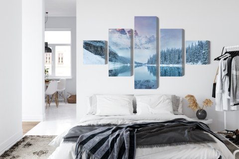 Obraz Wieloczęściowy Kanadyjskie Jezioro Morenowe W Zimowy Dzień